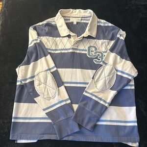 Long Sleeve Collar shirt, Blue and white design, 100% Cotton